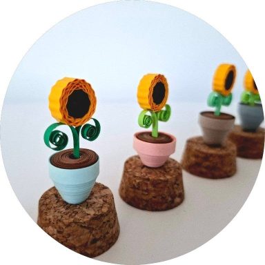 Kunst im Glas Sonnenblumen aus Papier